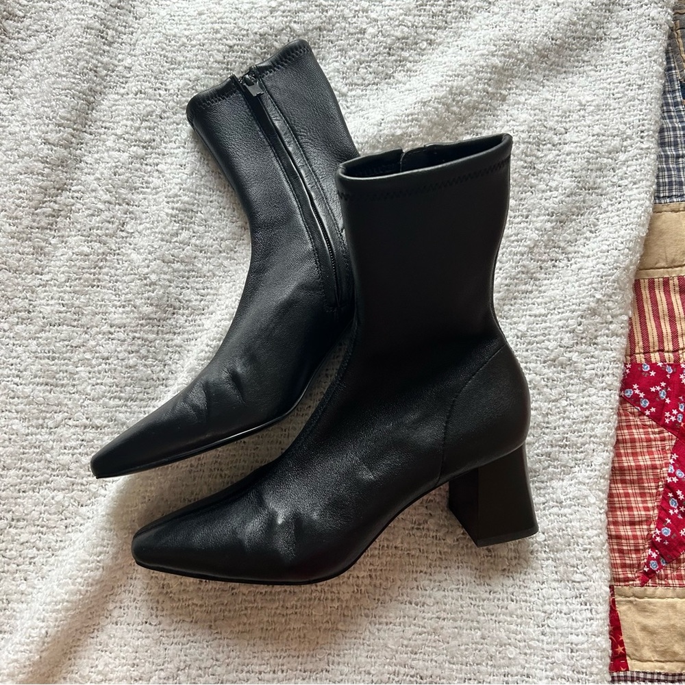 & Other Stories Black Leather Sock Boots